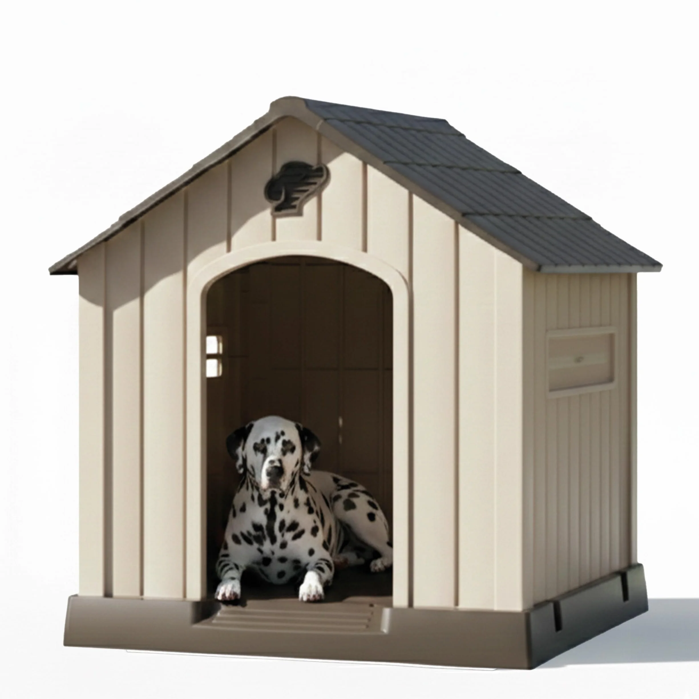 Aqpet Cuccia per Cani in Plastica Impermeabile da Esterno e Interno – Casetta con Pavimento Rialzato e Sistema di Ventilazione – Rifugio Resistente per Cani di taglia Grande 93x99x98hcm