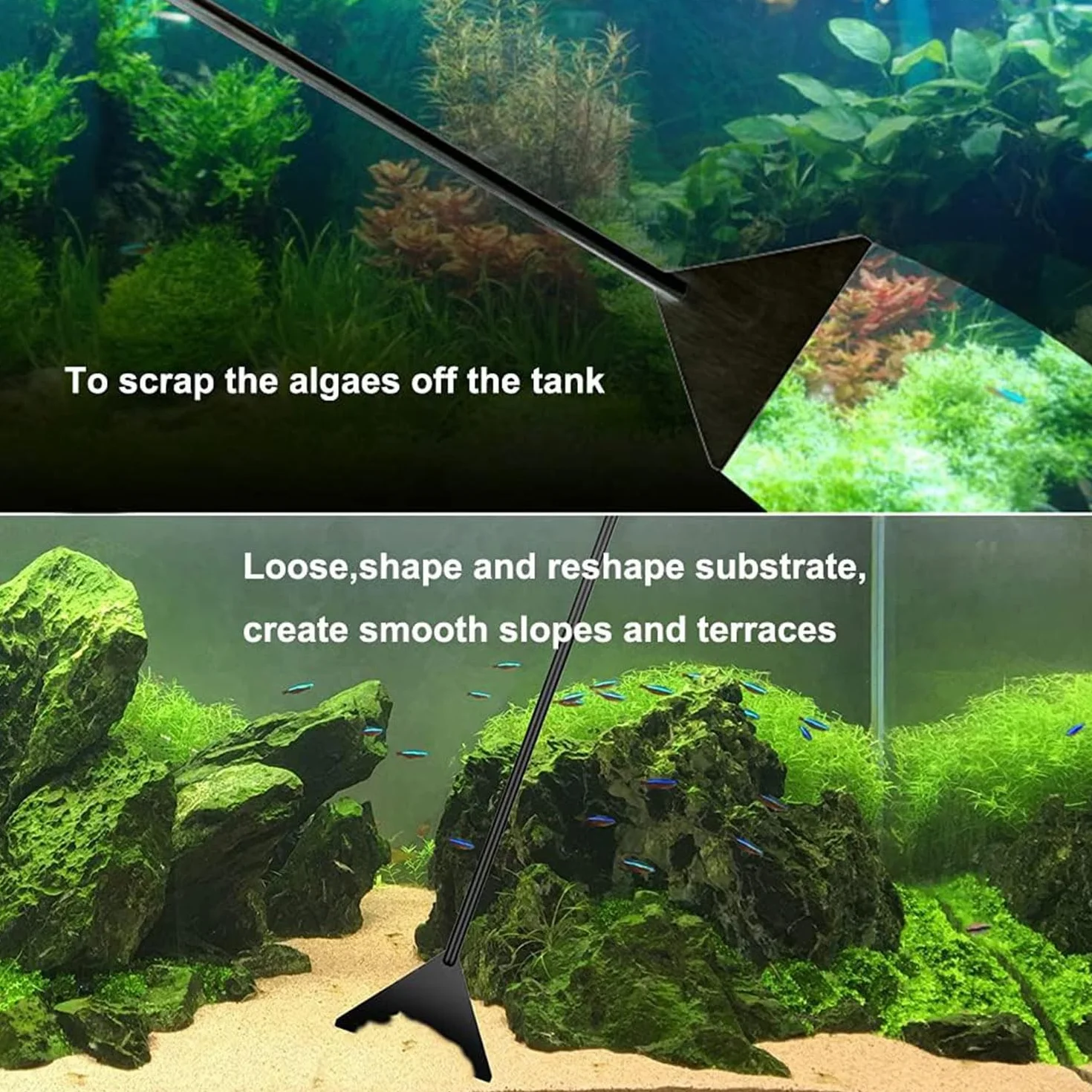 4PCS Accessori Acquario,Forbici Acquario Pinzette,Pinza Aquascaping Kit,Acquatica Strumenti Set,Acciaio Inox Pinzette Forbici e Spatola per Landscaping e Piante Acquatiche