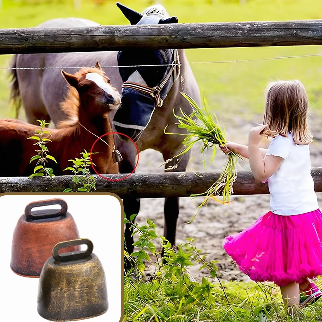 6 Pezzi Campanaccio Mucca Antique Metal Bells For Cow Horse Sheep Copper Cattle Brass Bells Metal Pet Bells (Bronze)