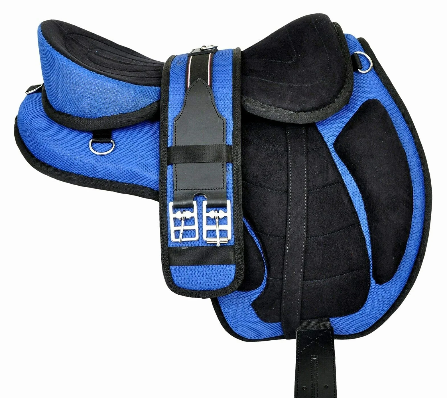 Freemax Treeless Horse Saddle Tack Microfiber EU Equestrian Universe Corrispondenza Circonferenza & Strap Blu