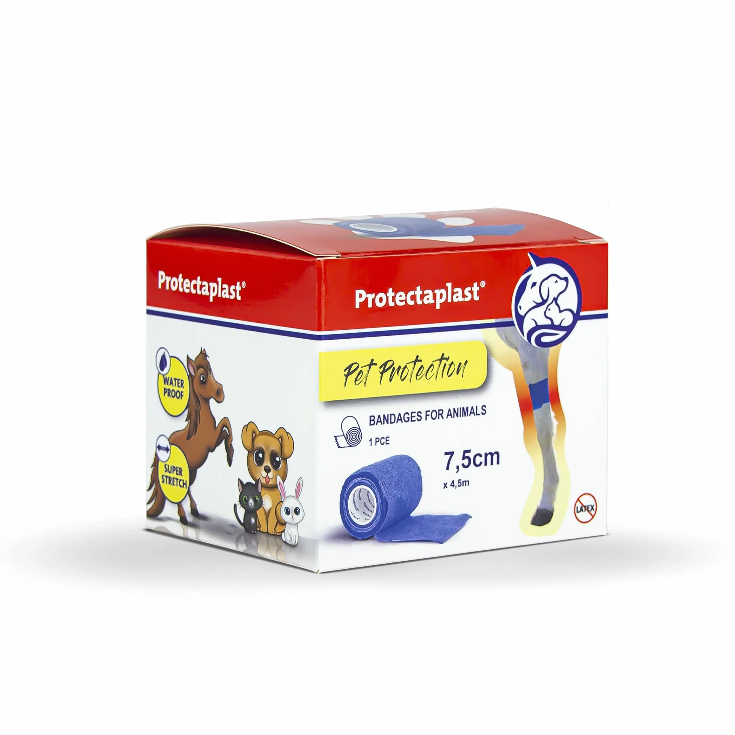 Benda autoadesiva per Animali Domestici 7,5cm x 4,5m - Bendaggio coesivo Senza Lattice per Cani, Gatti, Cavalli