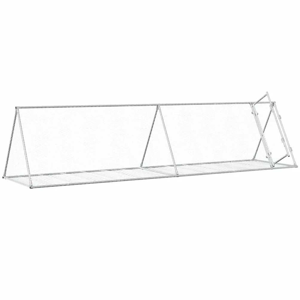 vidaXL Conigliera Argento 400x105x91 cm in Acciaio Zincato gabbia per conigli da esterno casetta per animali casetta per conigli