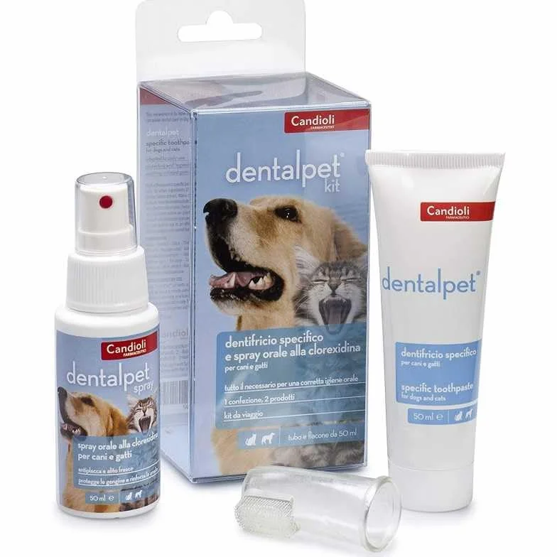 Dentalpet Kit Dentifricio e Collutorio per Cani e Gatti, Dentifricio Enzimatico
