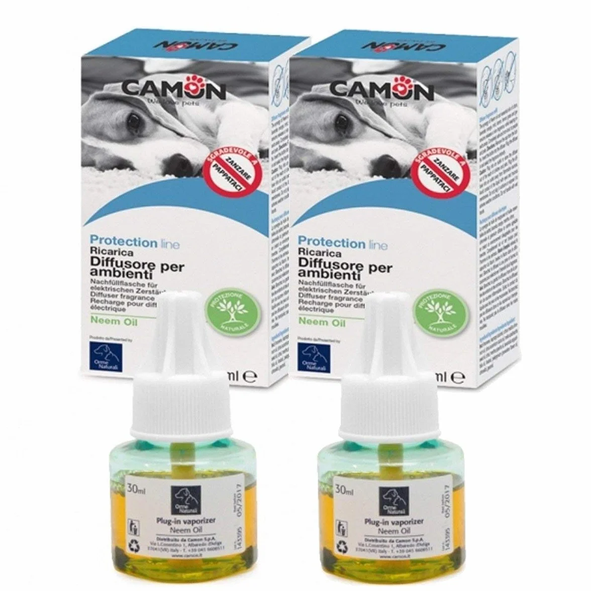 Camon Diffusore per Ambienti all'Olio di Neem sgradevole a insetti e parassiti - Ricarica da 30 ml Multipack Due Confezioni