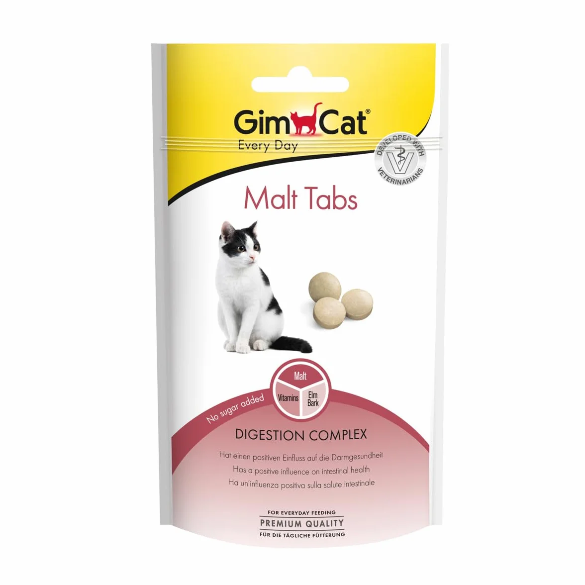 GimCat Malt Compresse, Snack funzionale per gatti con influsso positivo sulla salute dell’intestino, 1 sacchetto, 1 x 40 g