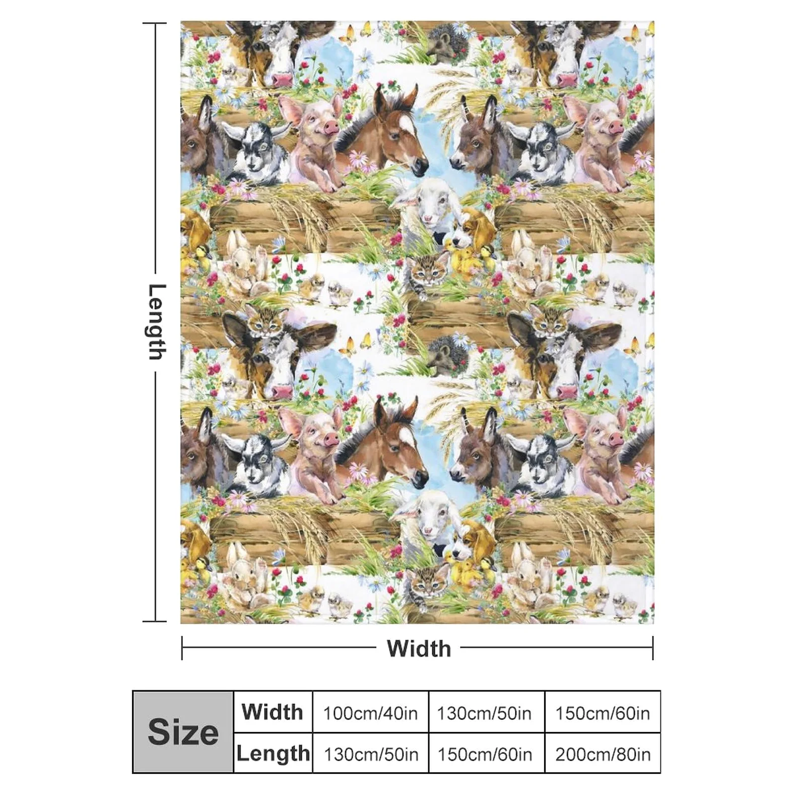 Simpatici animali domestici pollo cane anatra asino gattino gatto maiale floreale morbida flanella coperta da viaggio, soggiorno casa divano decorazione coperta, dormitorio ufficio pisolino coperta