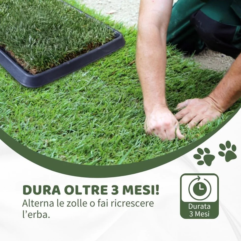 Kit M coniglio Petzolla - Cuccia per conigli estiva in Vera Erba con Vassoio Riutilizzabile 92x52 cm, Lettiera coniglio Naturale e Atossica, Tappeto per conigli da interno dura fino a 5 mesi