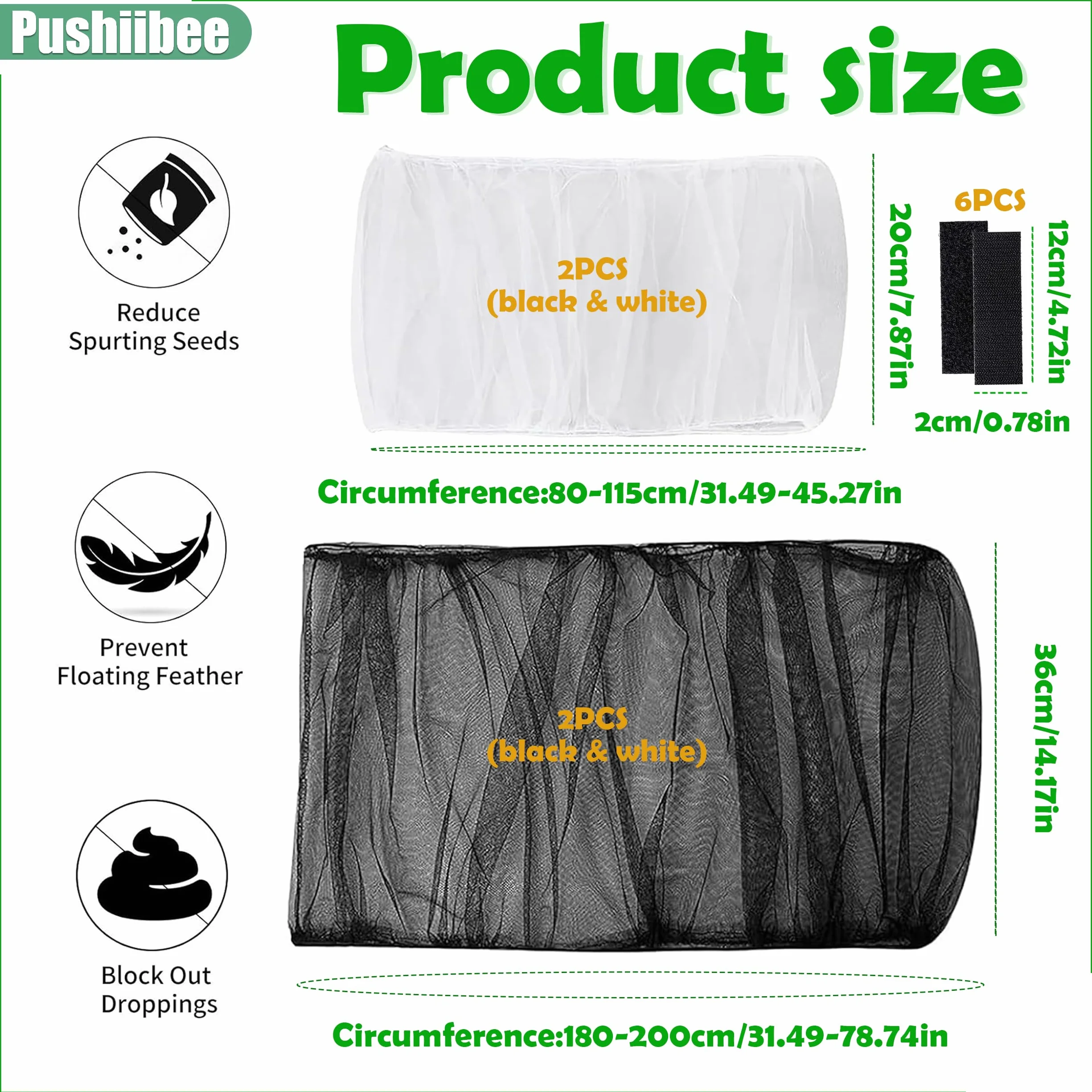 Copertura Gabbia Per Uccelli, 4 Pezzi Raccoglisemi Per Gabbia con Velcro, 2 Misure Rete In Nylon Riutilizzabile Per Pappagalli Copri Gabbia Per Gabbie Rotonde e Quadrate