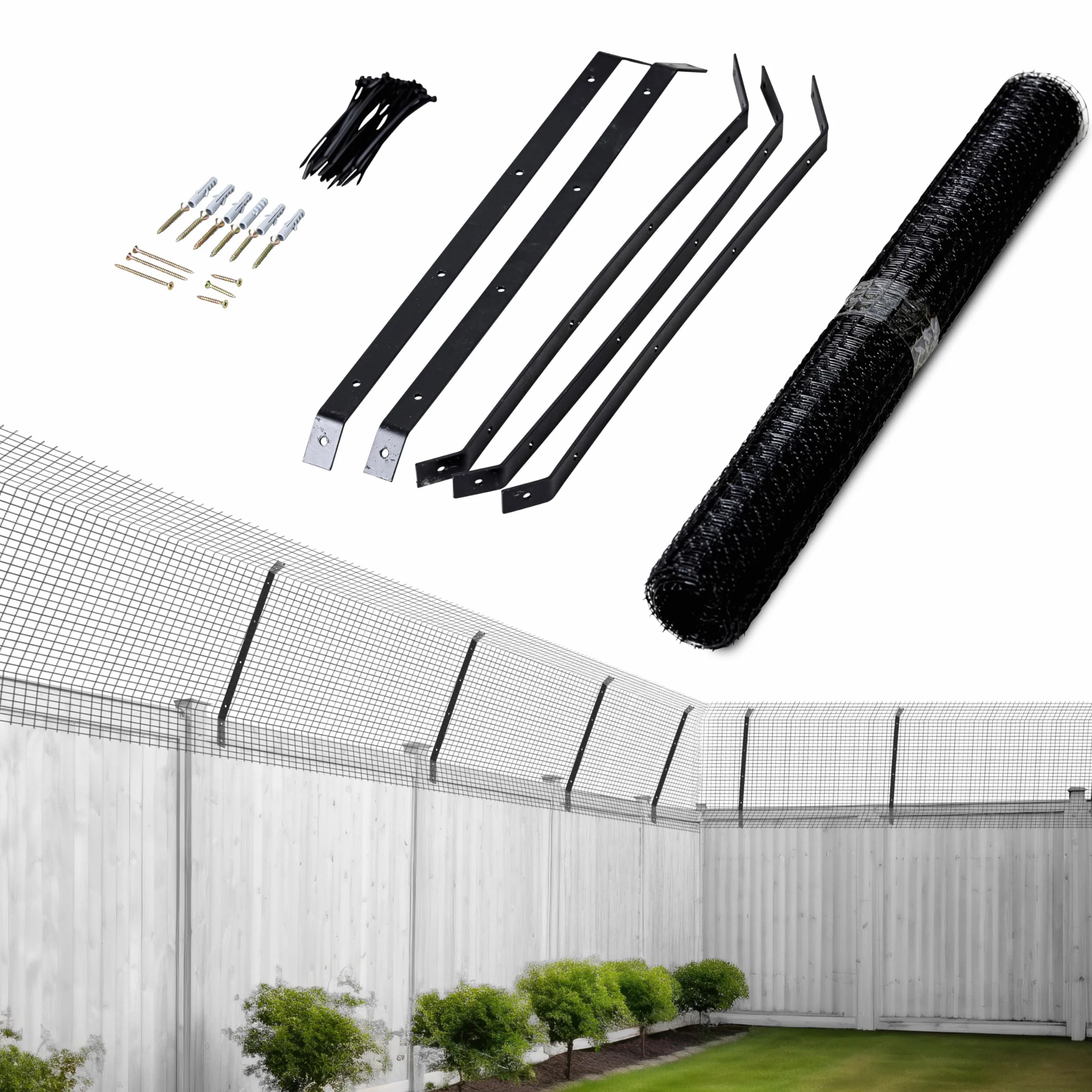 Recinzione Anti-Scavalco per Gatti Definitiva – Barriera Sicura per Recinzione da Giardino, Kit di Recinzione a Maglia per Giardino Resistente alle Intemperie per la Sicurezza e Protezione dei Gatti