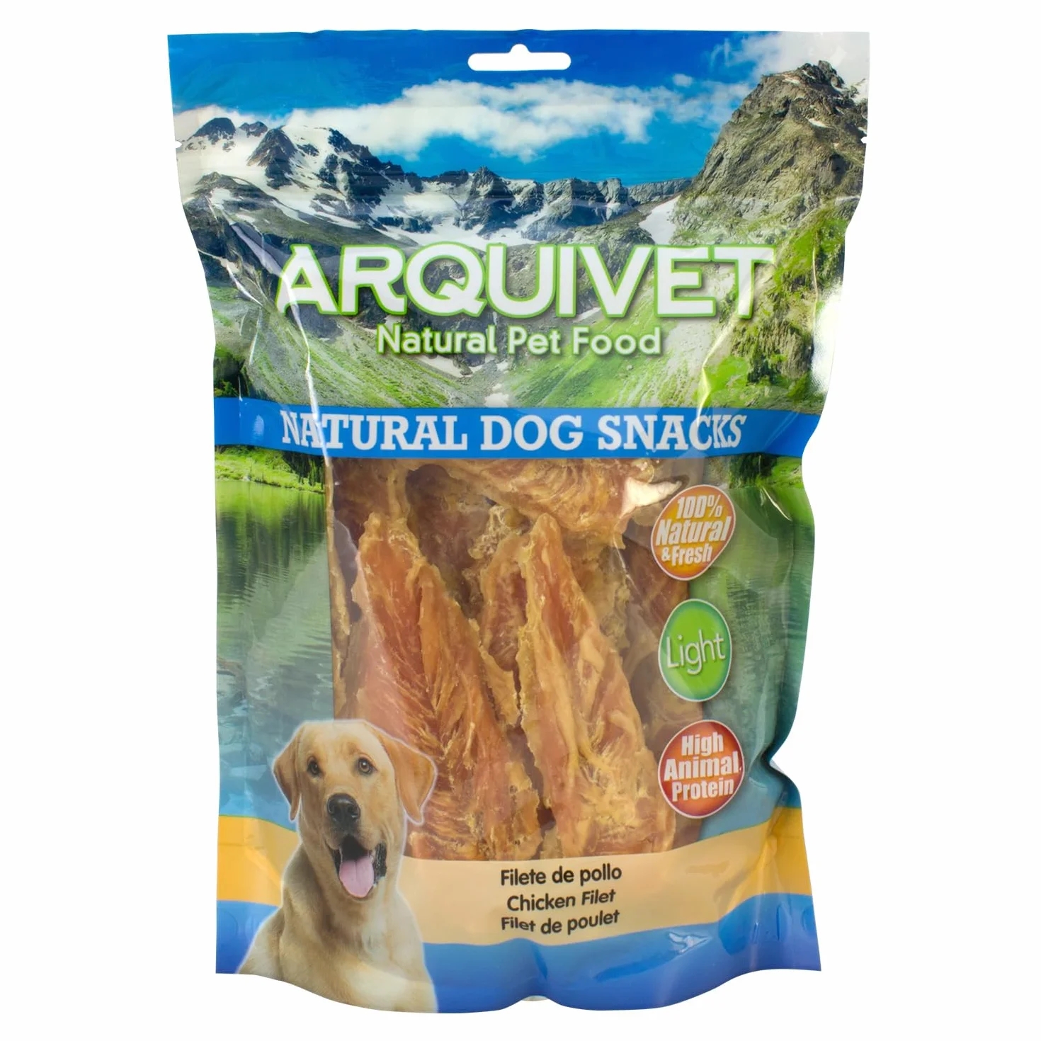 ARQUIVET Filetto di pollo - 1 Kg - Snack naturali per cani - 100% naturali - prelibatezze per cani - Prodotto leggero - Molto ricco di sostanze nutritive