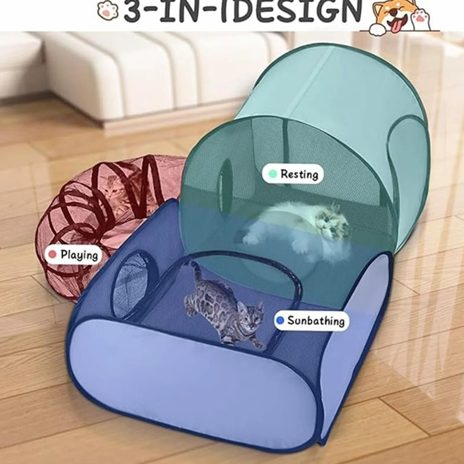 Giochi Gatti Area pieghevole per esercizio e giocattoli interattivi | Area Cani Casa Gatti Tenda Per Interni Ed Esterni Cuccioli Piccoli Animali Viaggi E Campeggio