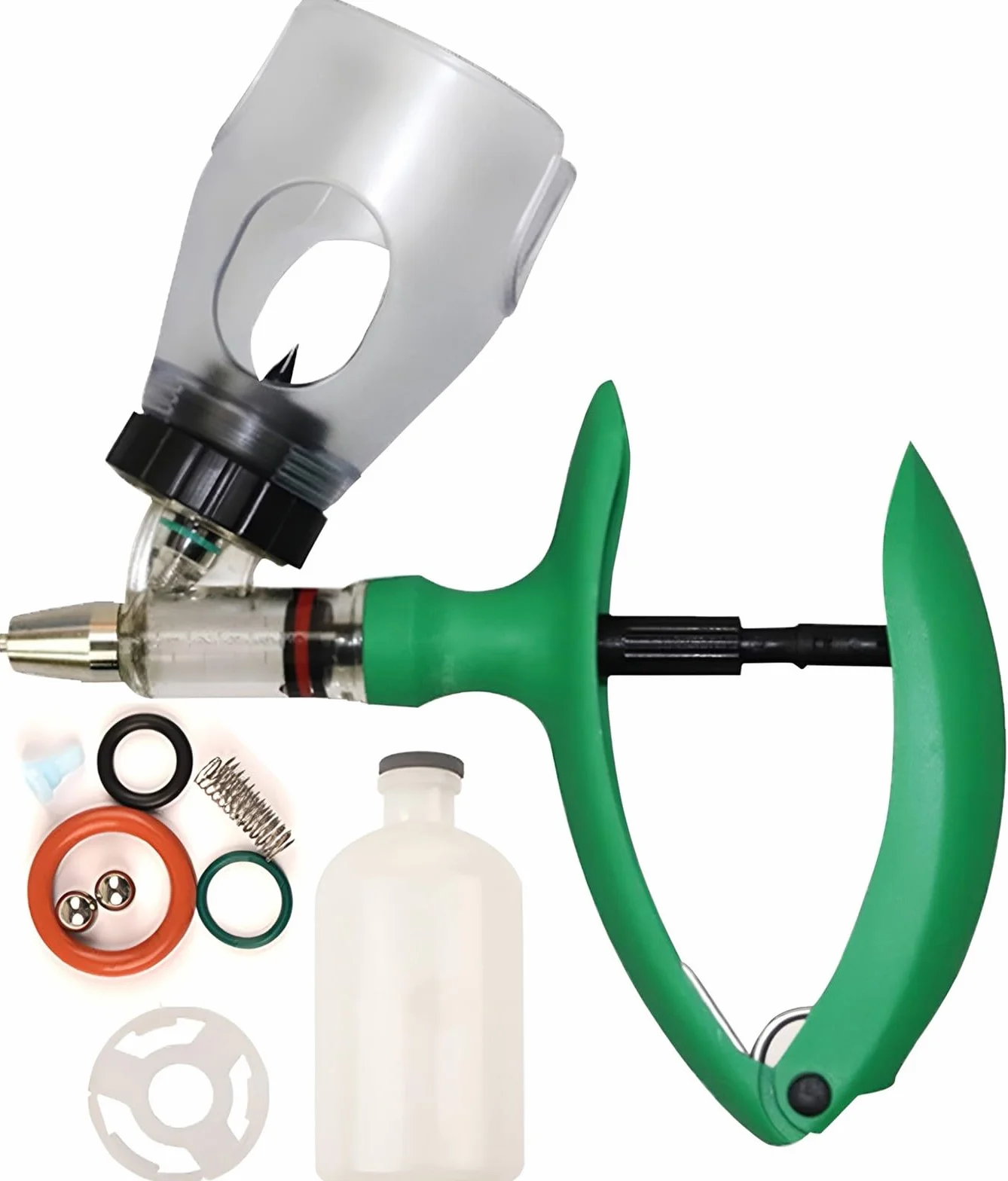 Siringa Veterinaria Continua, Pistola Iniettatrice di Precisione Continua a Dose Fissa Regolabile da 2 ml/5 ml/10 ml per Pollame da Allevamento(E,5ML)