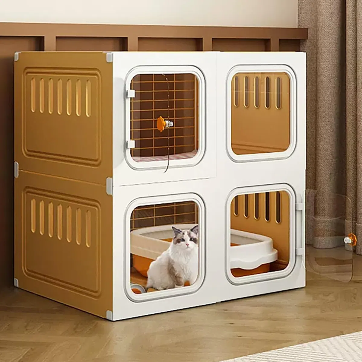 Gabbia per Gatti da Interno con Scala, tiragraffi e Cuccia - Habitat Ideale per Piccoli Animali Come Gattini, Cuccioli, porcellini d'India, Conigli, cincillà e furetti - Ampia Area per l'ese