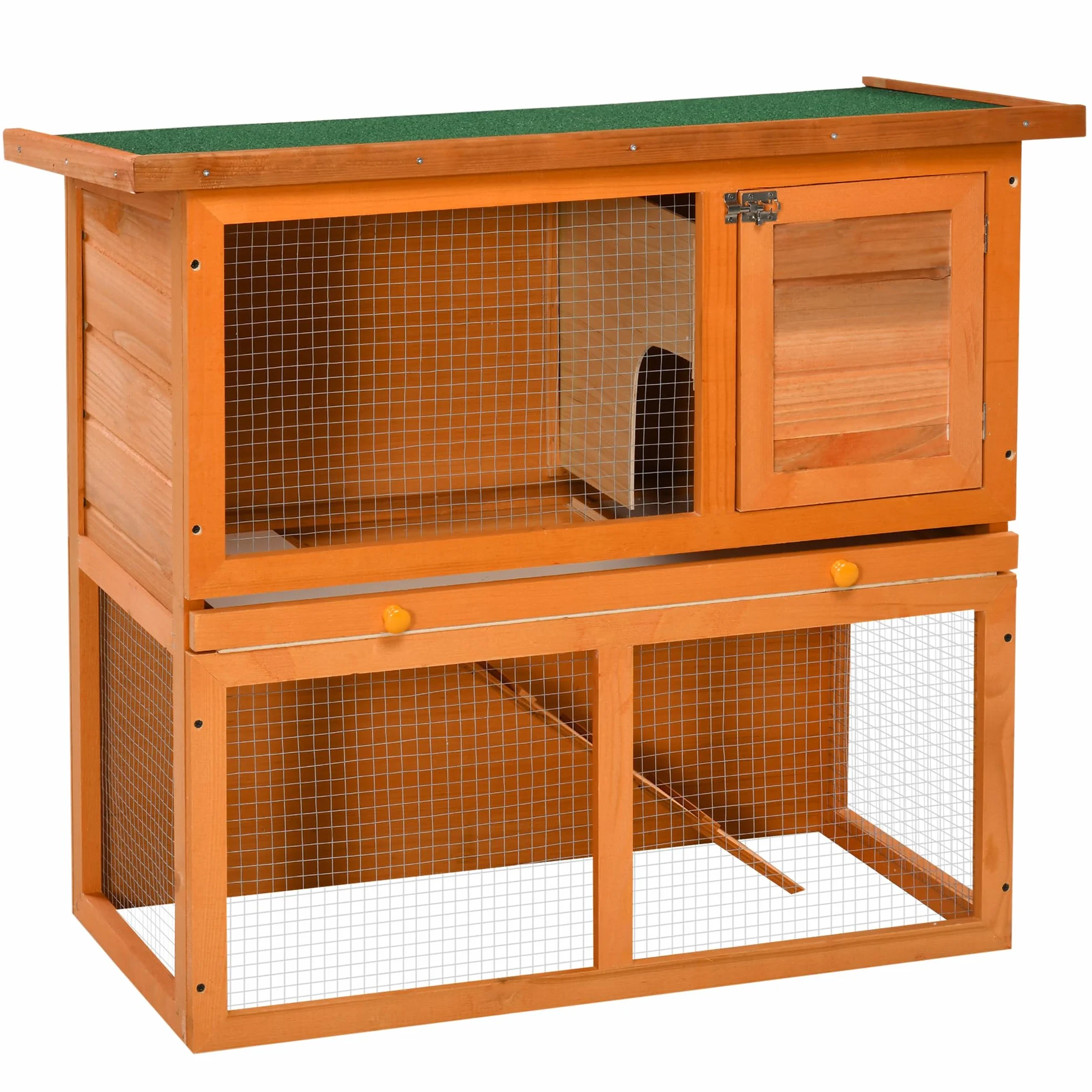 PawHut Gabbia per Conigli Conigliera da Esterno in Legno di Abete 90 x 45 x 80cm