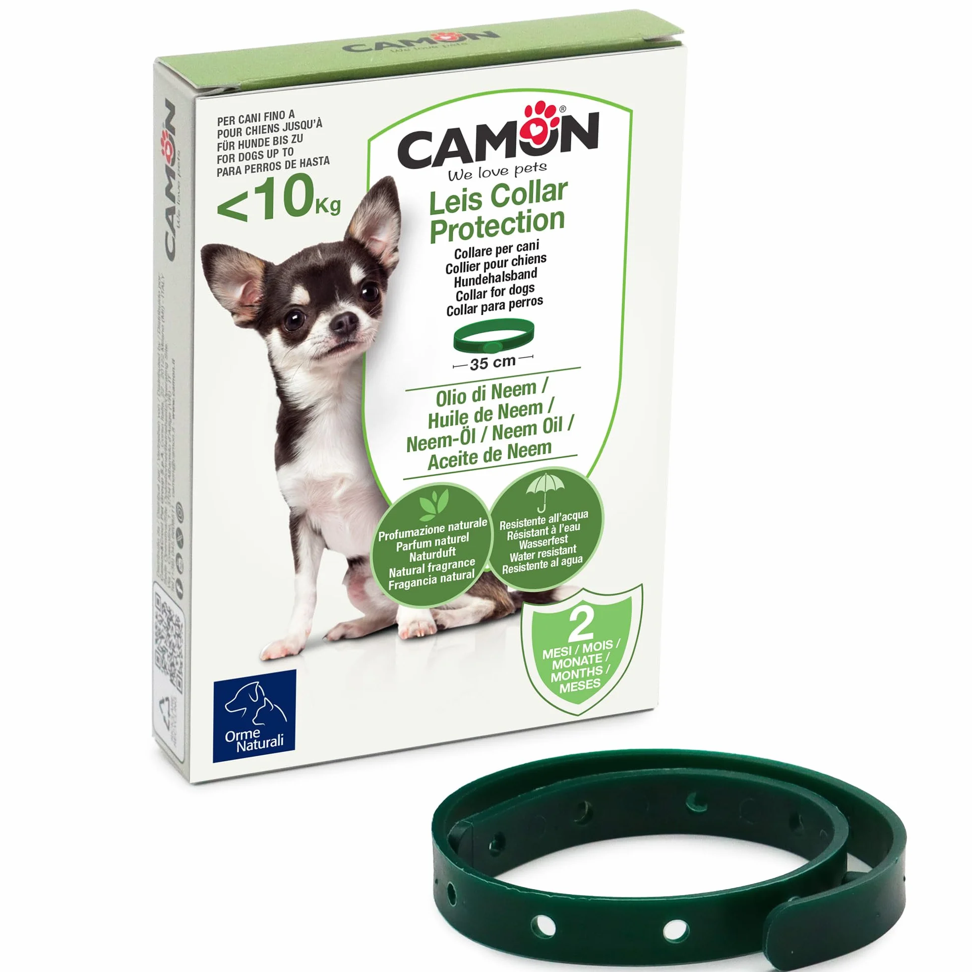 CAMON | Collare Olio di Neem per Cani di Taglia Piccola, 35cm, Protezione Naturale