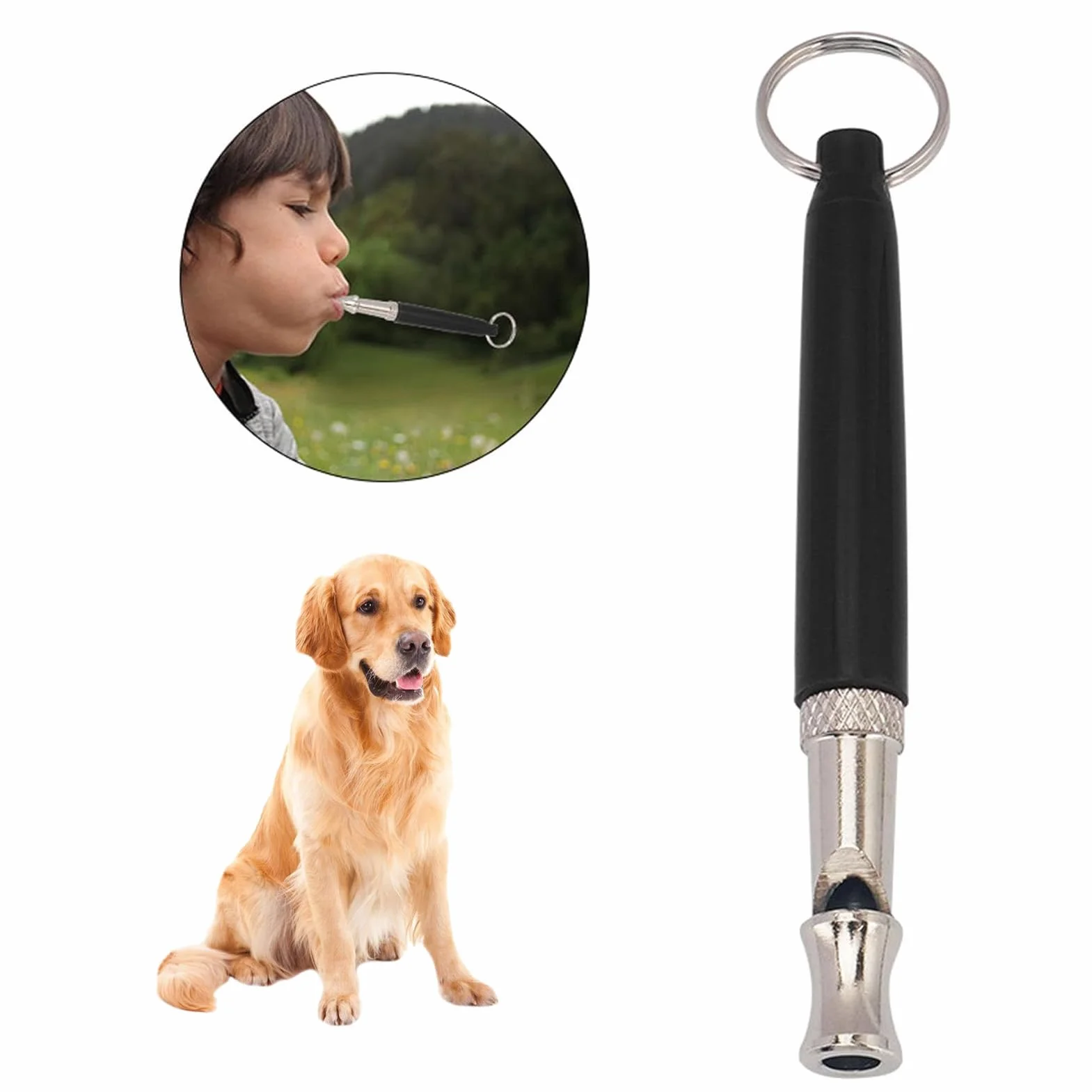 Fischietto per cani, Fischietto a ultrasuoni per cani ad alta frequenza silenzioso, Frequenza regolabile Fischietto per addestramento cani, Adatto per la maggior parte delle razze – Nero