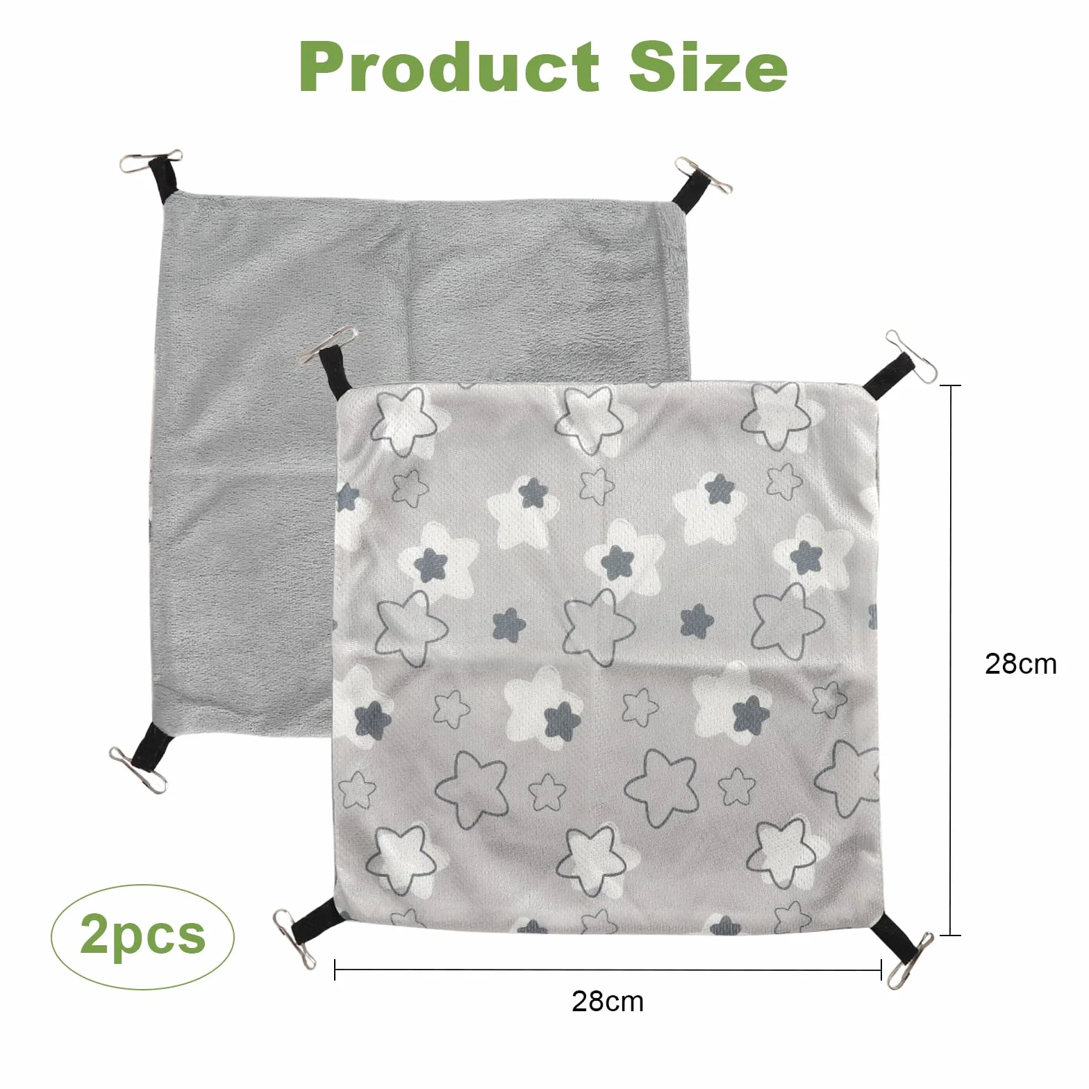 Set di 2 amaca per porcellini d'India, 28 x 28 cm, amaca a doppio lato, con seta di ghiaccio rinfrescante e morbido peluche, amaca per criceti, roditori, furetti, accessori per gabbia