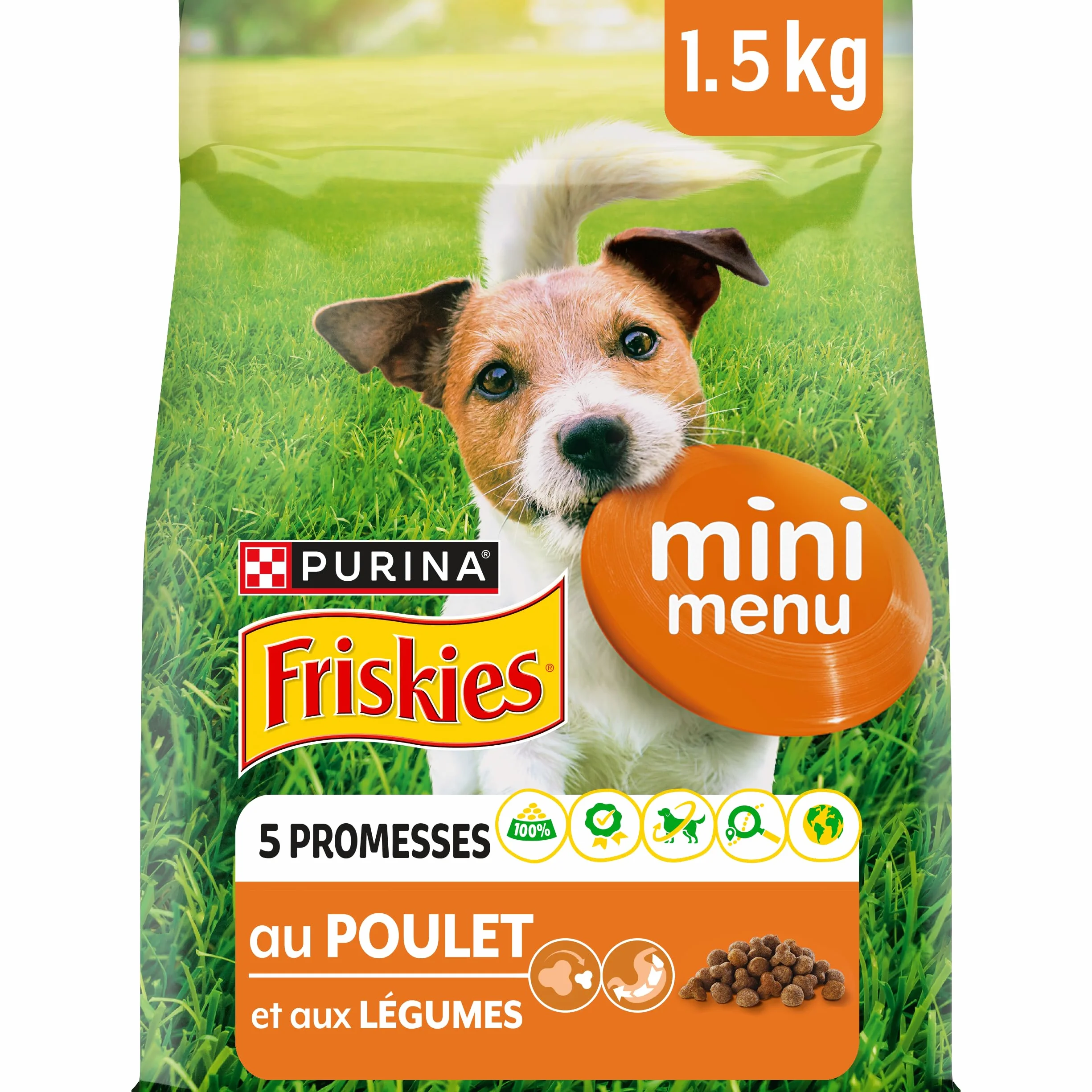 PURINA FRISKIES Mini Menu Vitafit Crocchette per Cani Adulti con Pollo e Verdure 1.5kg