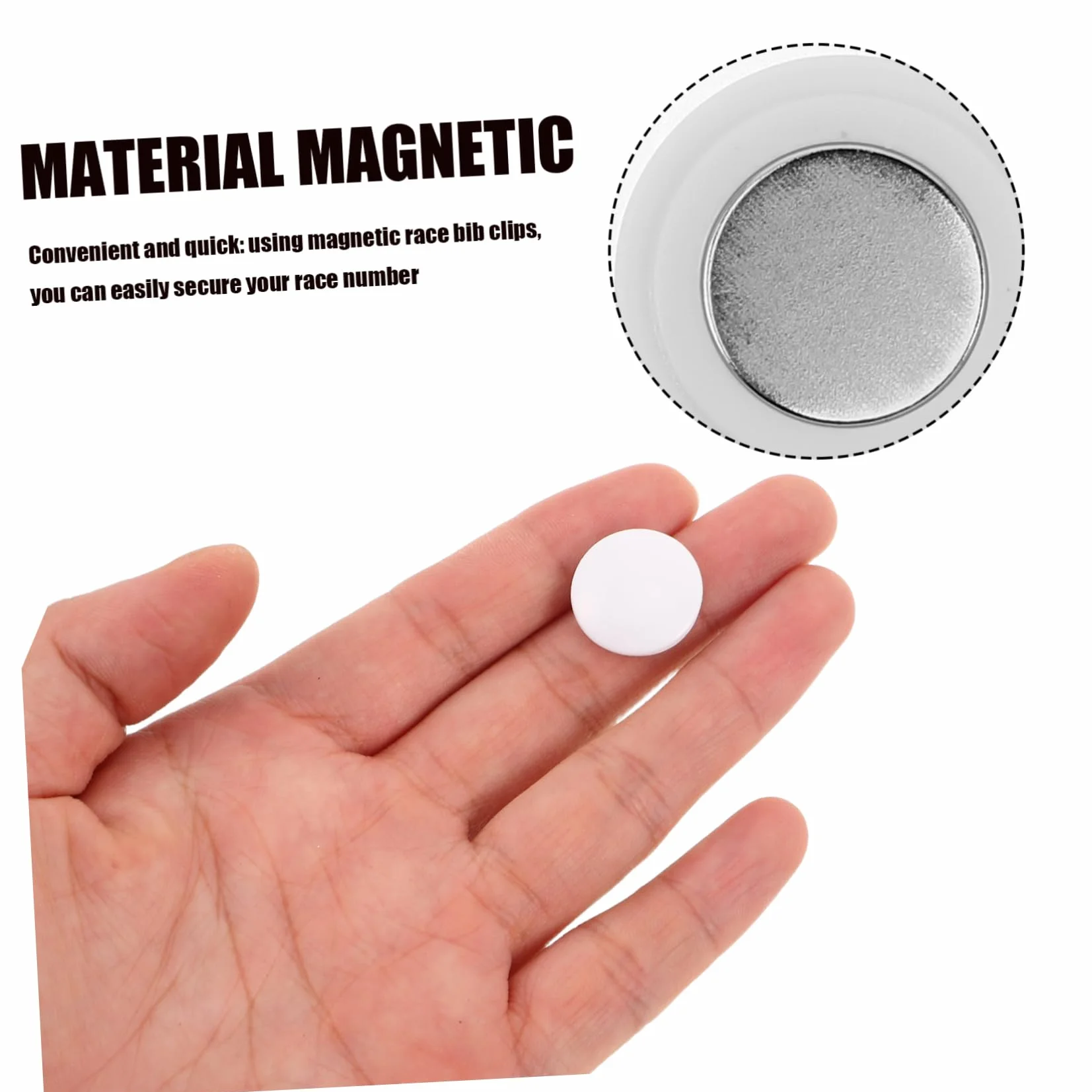 GALPADA Fermagli Magnetici per Pettorali da Gara 4 Paia Bianco Chiusura Magnetica Resistente e Leggera per Maratona Corsa Trail Running Accessori Sportivi per Corridori