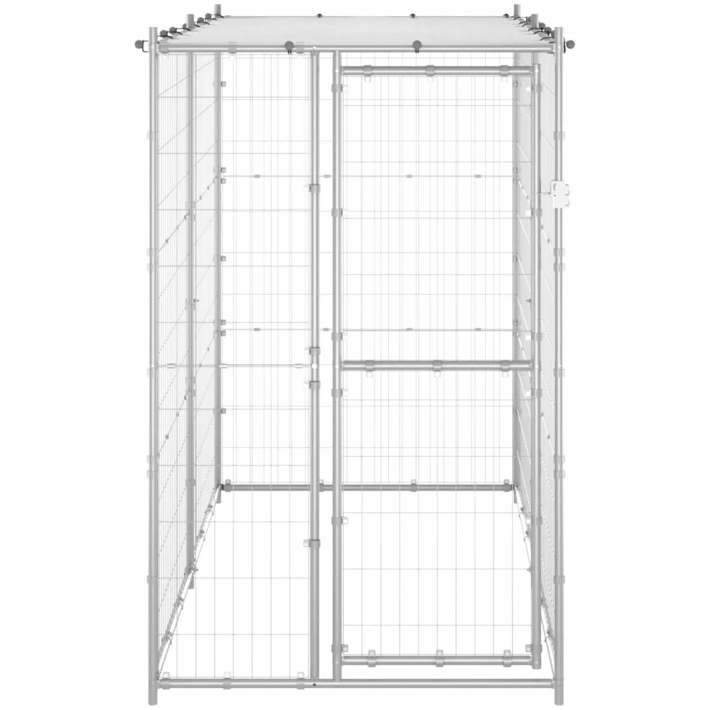 Gabbia per Cani da Esterno in Acciaio con Tetto 110x220x180 cm