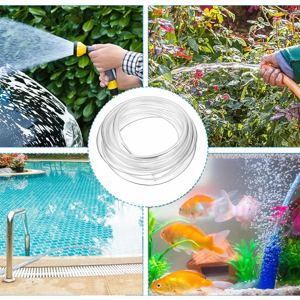 Yesallwas, Tubo Flessibile Trasparente 12mm x 15mm, 2 metri di lunghezza in plastica PVC per pompa dell'acqua,Serbatoio e Acquario