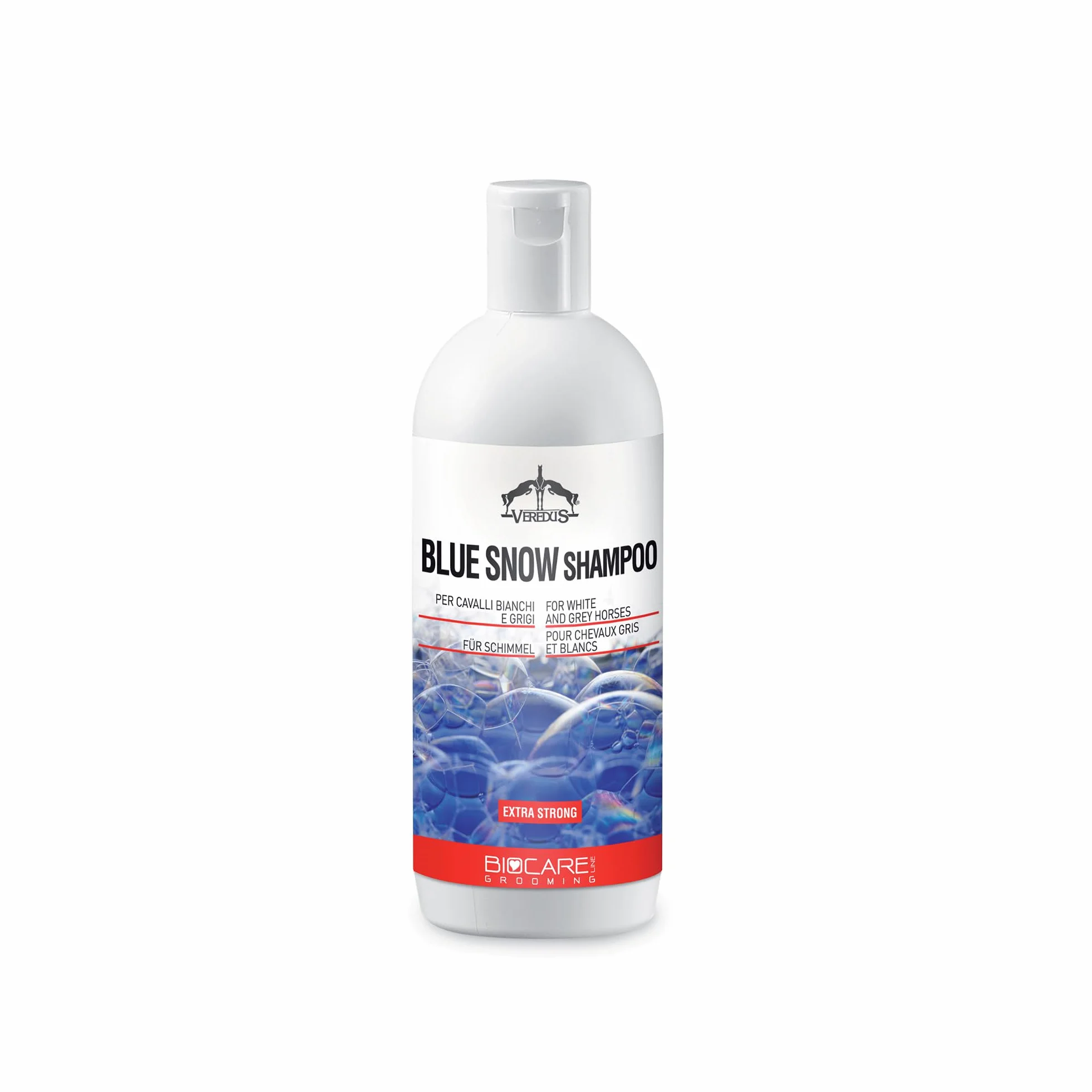Veredus, Shampoo extraforte Blu Snow, una confezione di shampoo adatto per cavalli bianchi e grigi - formato da 500ml