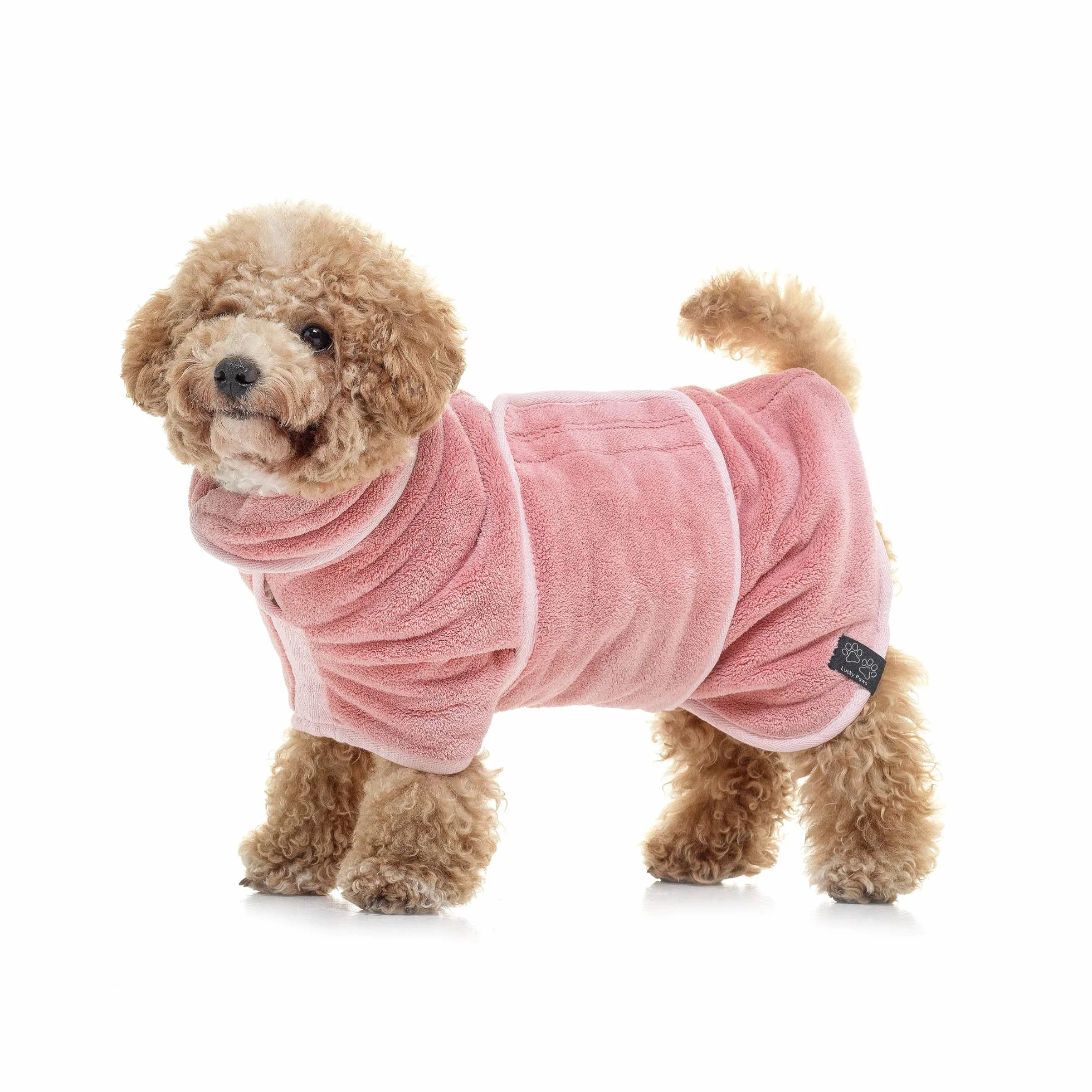 Lucky Paws® Accappatoio per cani UK – Lussuoso asciugamano a doppio strato – asciuga i cani in pochi minuti – accappatoio ultra assorbente e super morbido (S, rosa polvere)