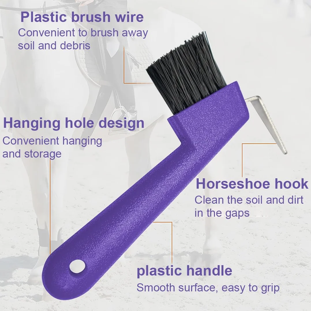 2 pcs Raschietto per zoccoli di cavalli, capre e asini, con spazzola estremamente stabile e impugnatura ergonomica, Colore casuale