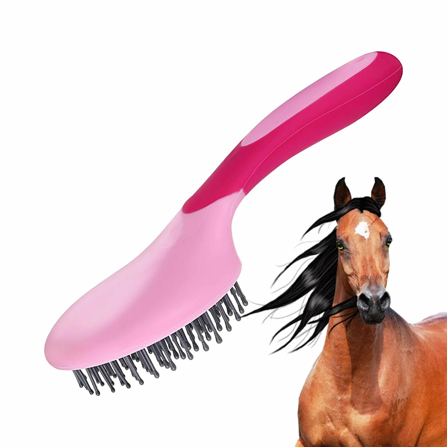 Spazzola professionale per criniera e coda, manico umanizzato, toelettatura del cavallo