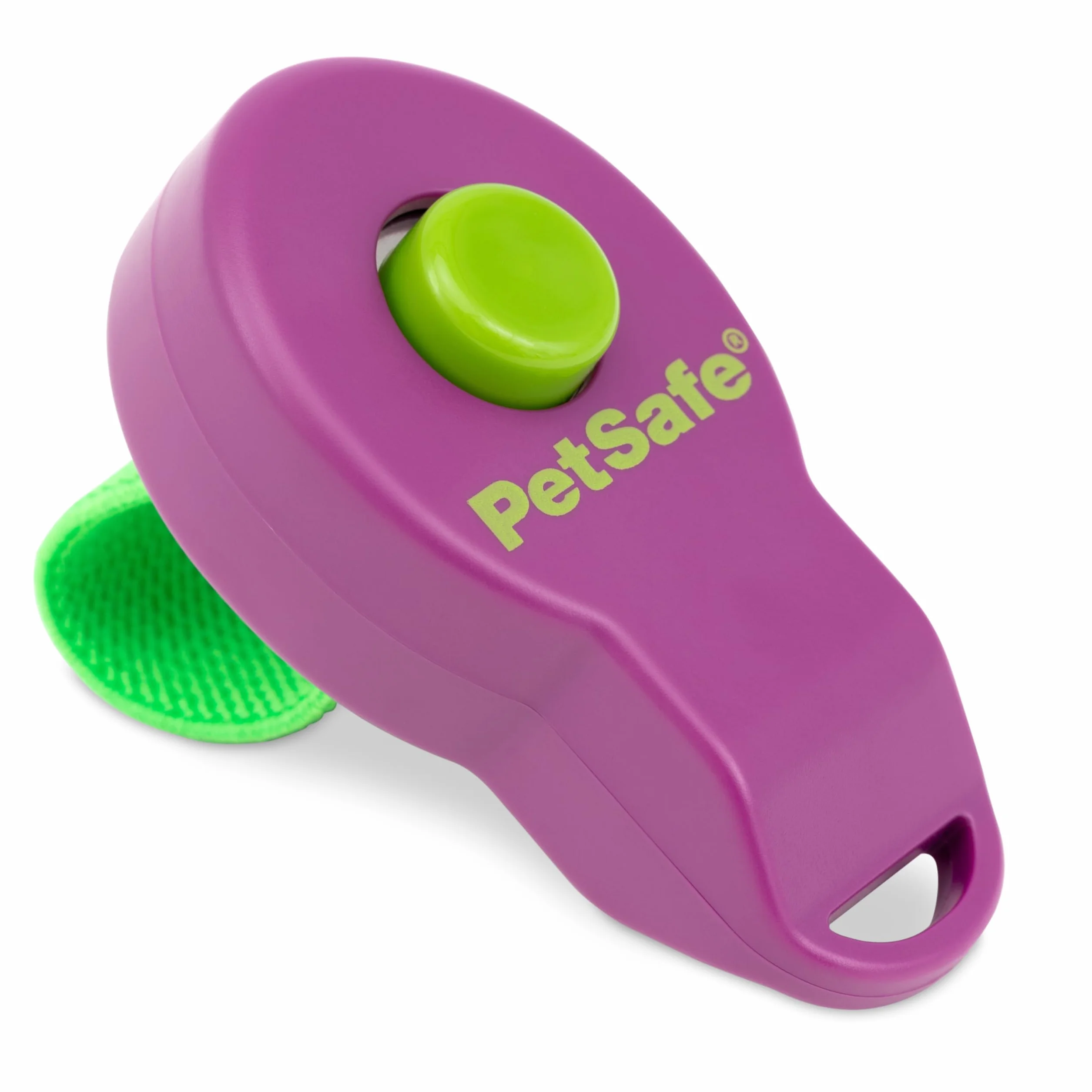 PetSafe Clik-R - Clicker di Addestramento per Cani e Gatti per l’Educazione Quotidiana con Design Ergonomico e Fascia da Dito Compatta - Viola