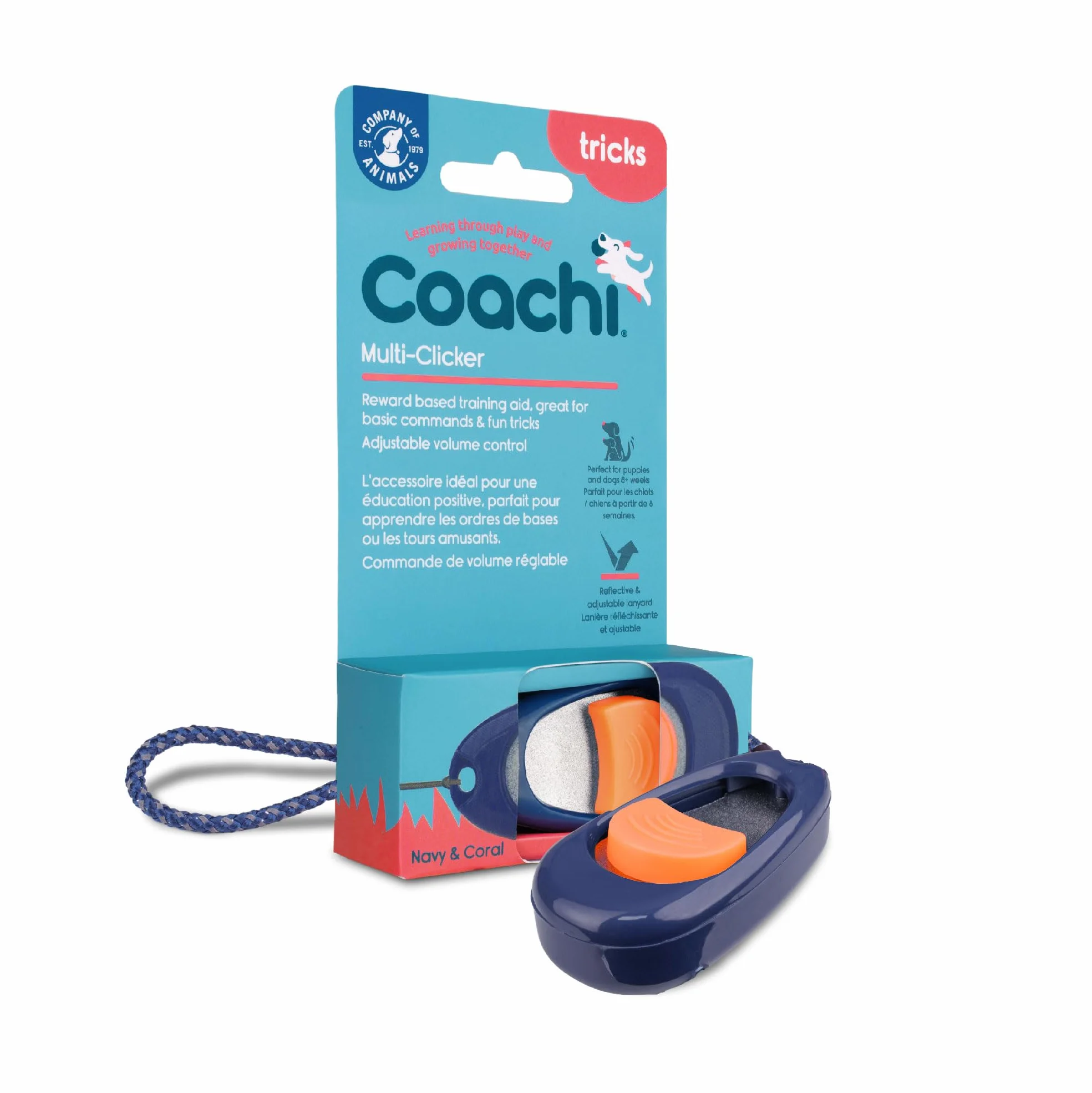 Coachi Multi-Clicker, Accessorio per Cani con Tre Livelli di Volume, Facile da premere, Cinturino da Polso Regolabile, clicker per Cani, Adatto per addestrare Anche Cani e Cuccioli sensibili.