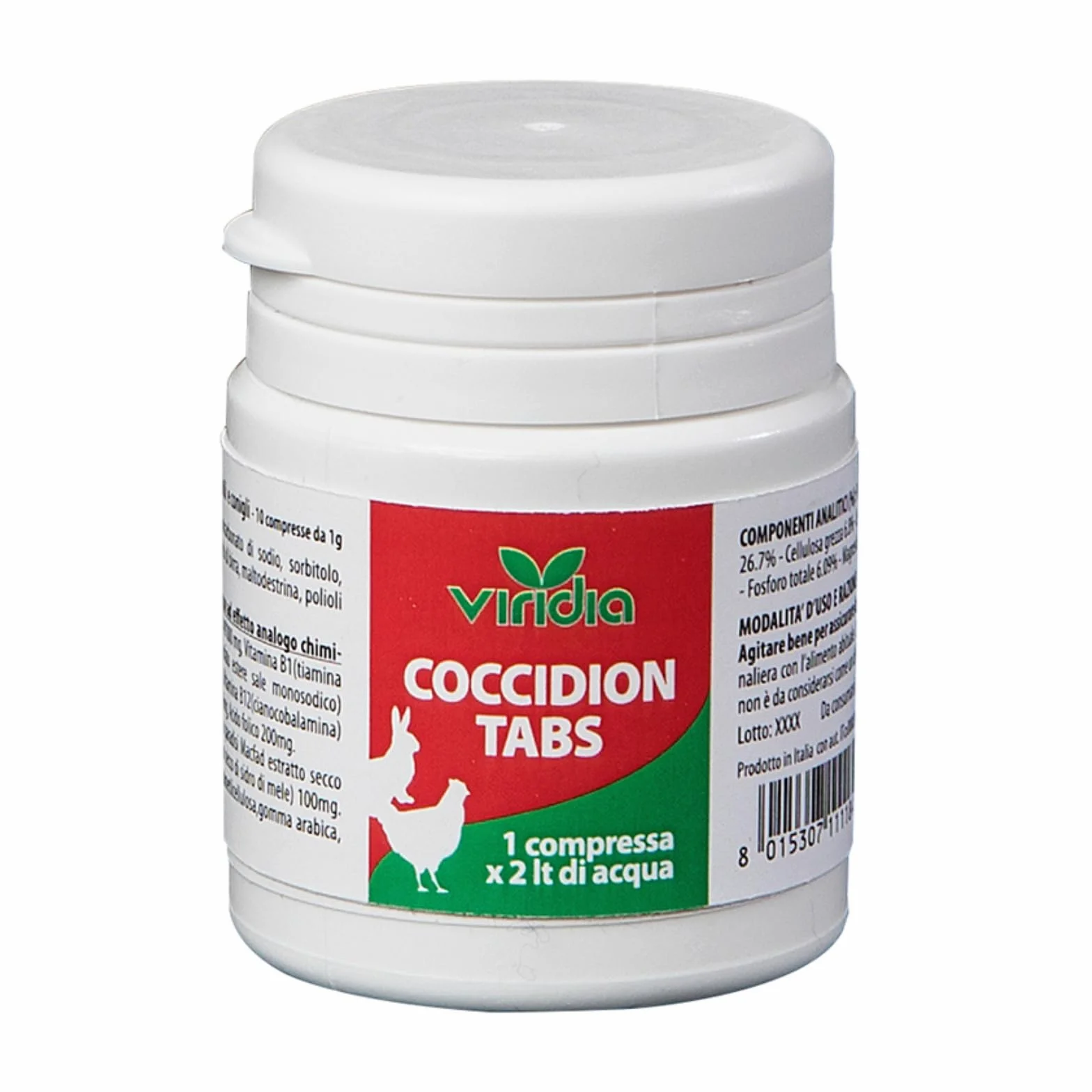 viridia Coccidion Tabs g 10 – Mangime Complementare in Compresse Effervescenti per Volatili e Conigli – con Vitamina C e Vitamine del Gruppo B
