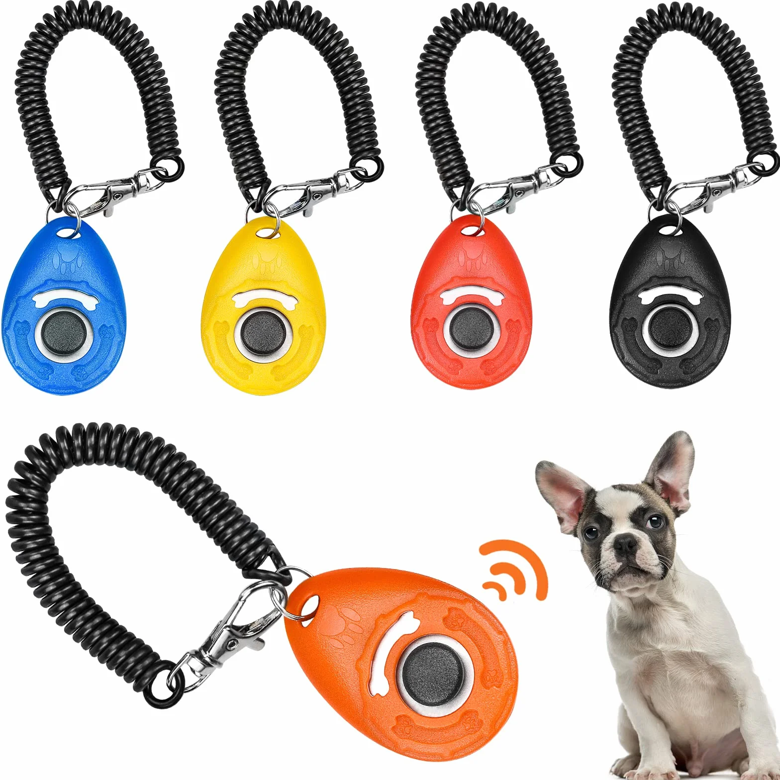Hunde Clicker 5 Stück Haustier Trainings Clicker mit Handschlaufe, Finger Clicker für Clickertraining, Klicker mit Großem Knopf für Hund, Katze, Pferd Erziehung und Training (5 Farben)