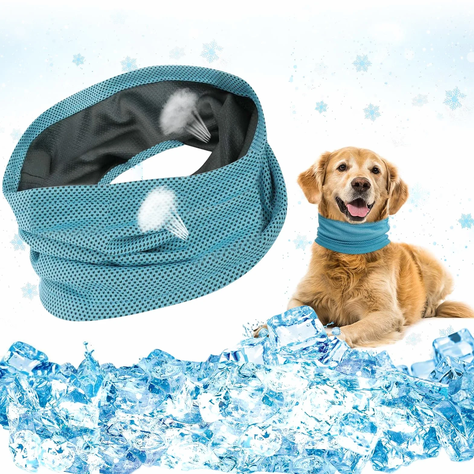 Bandana Raffreddamento per Cani Collare Rinfrescante Blu L