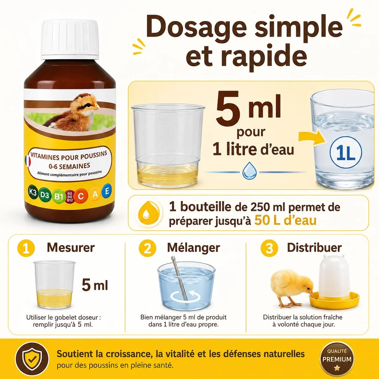 ANI’Nat Multivitamine per Pulcini 250 ml – Mangime Complementare Liquido per Pulcini 0–6 Settimane – Vitamine, Betaina e Aminoacidi – per Avvio, Crescita e Vitalità – da Diluire nell’Acqua di Bevanda