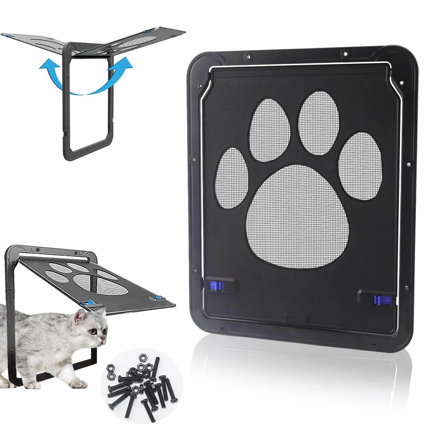 Gattaiola per Animali Domestici - Porta Basculante per Cani e Gatti 24 x 29 cm - Zanzariera Porticina Facile da Installare - Sportellino Finestra
