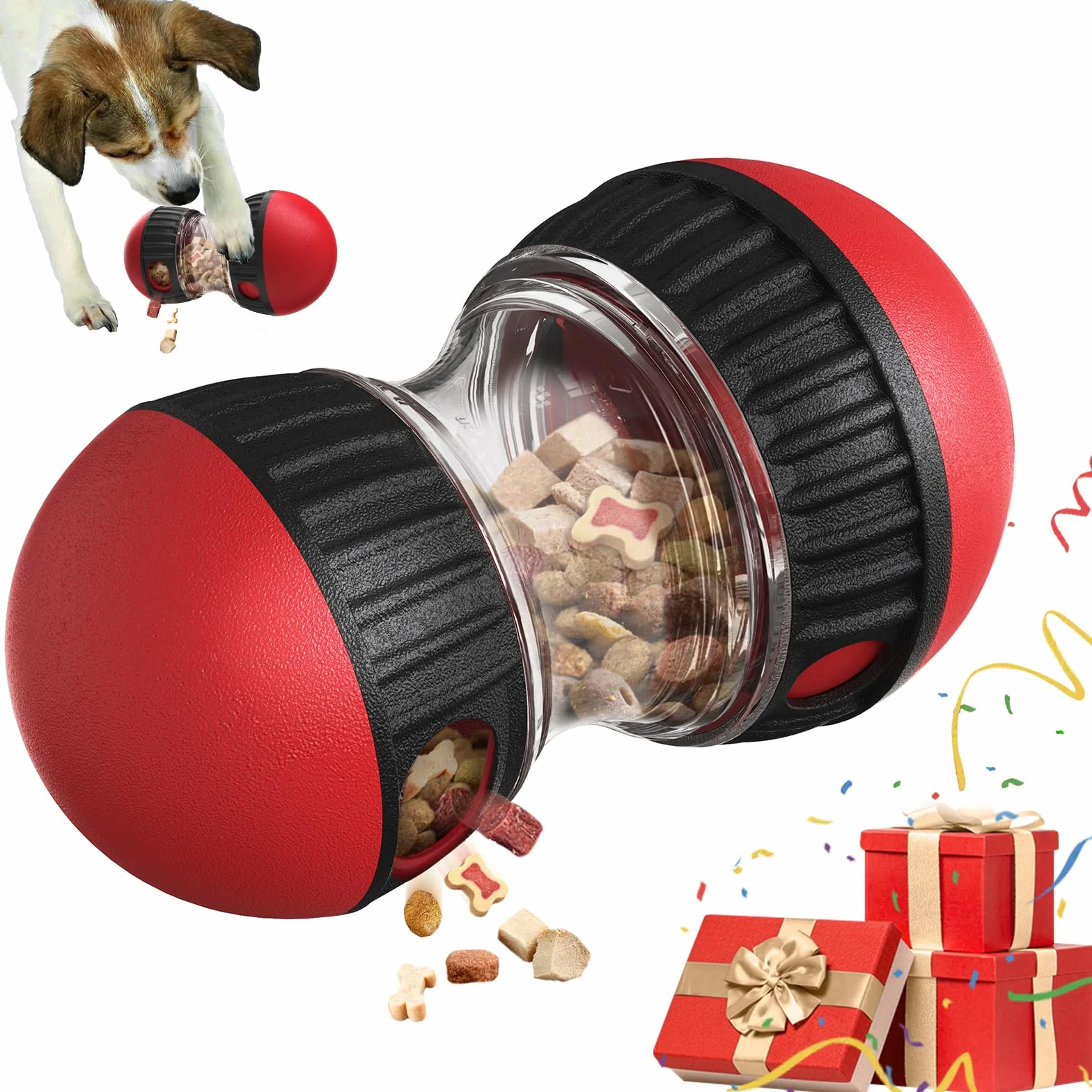 Gioco di intelligenza per cani, mangiatoia lenta per cani che migliora la digestione, divertente gioco di occupazione per caniche distribuisce cibo - Rouge