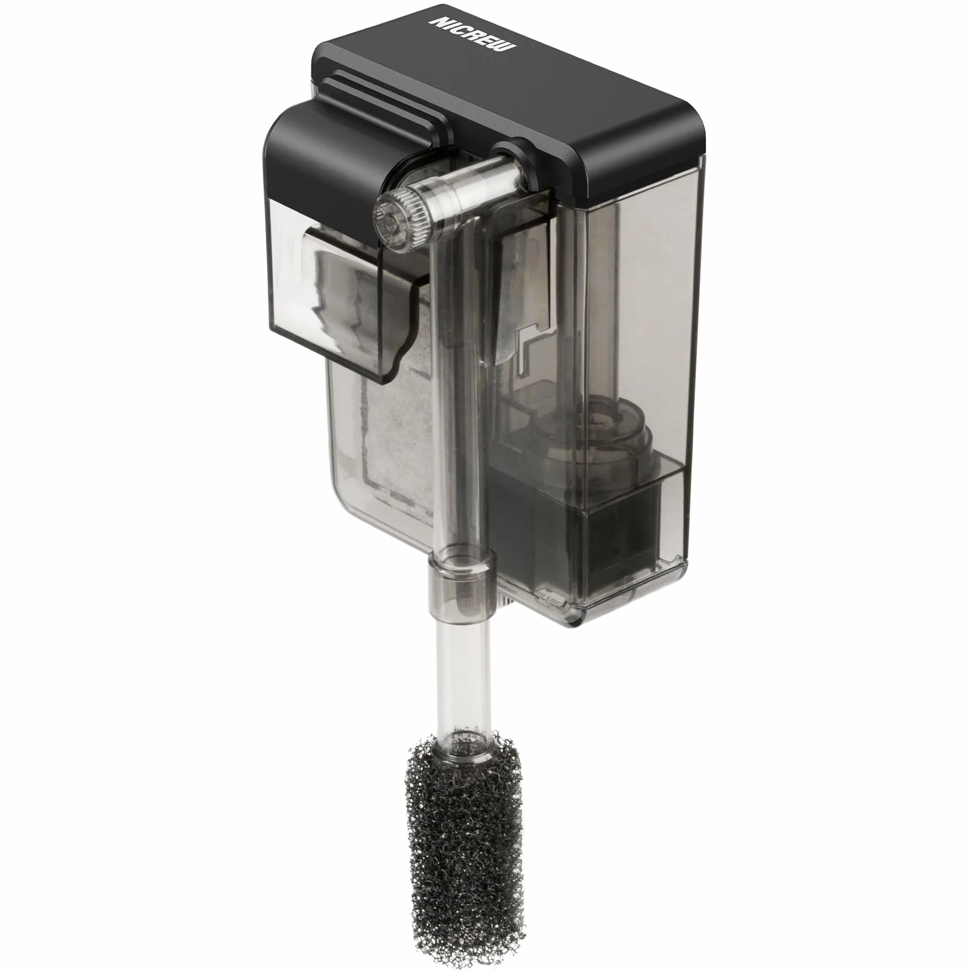 NICREW Filtro sottile per acquario, silenzioso, filtro esterno per acquari fino a 20 l, flusso regolabile, 160 LPH, 3 W
