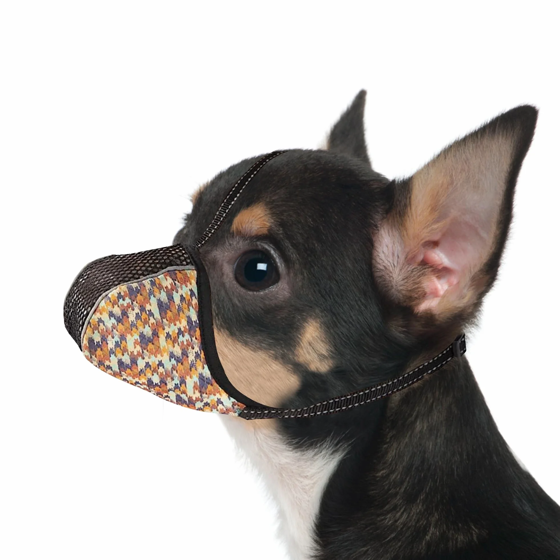 Museruola per cani di taglia extra piccola, anti morso, anti abbaio e anti masticazione, con rete in morbido tessuto traspirante riflettente, regolabile, copertura completa per la protezione