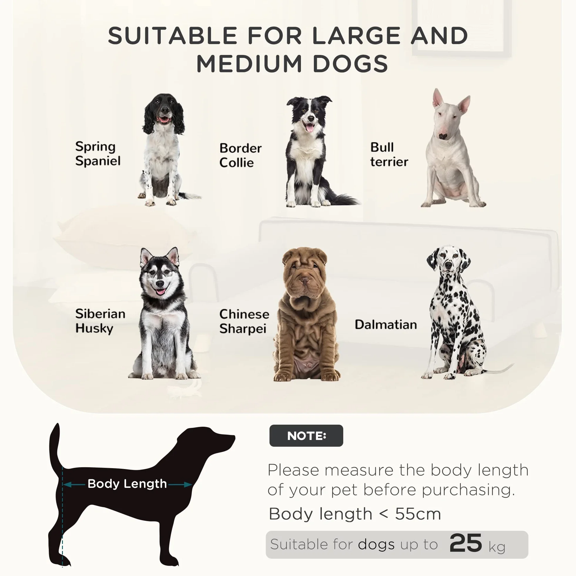 PawHut Divano per cani con gambe, tessuto impermeabile per cani di taglia grande e media, grigio