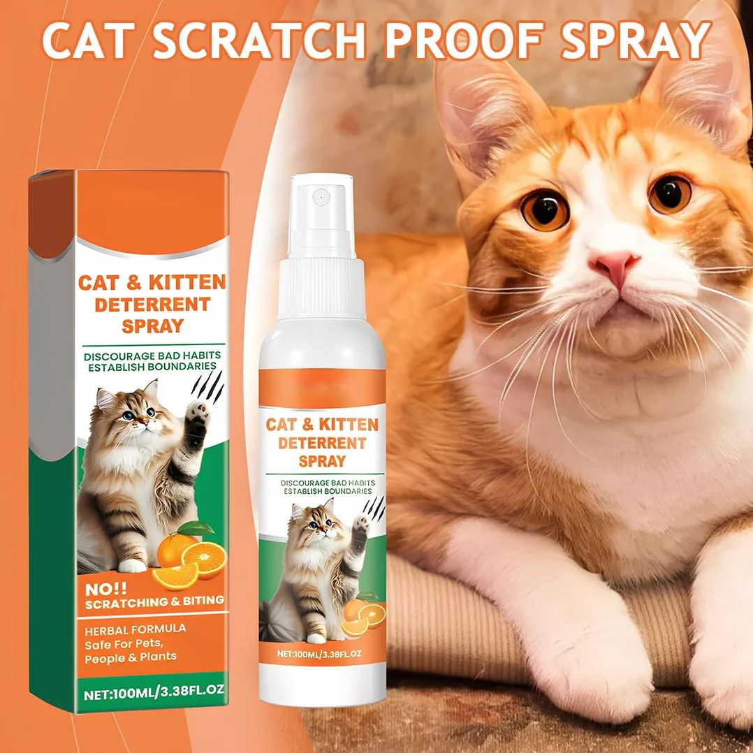 Spray Repellente per Gatti,100ml Repellente Gatti e Spray AntiGraffio,Dissuasori per Gatti,Uso Interno ed Esterno,Protezione del Divano e Mobili,Protezione Divano Graffi Gatto