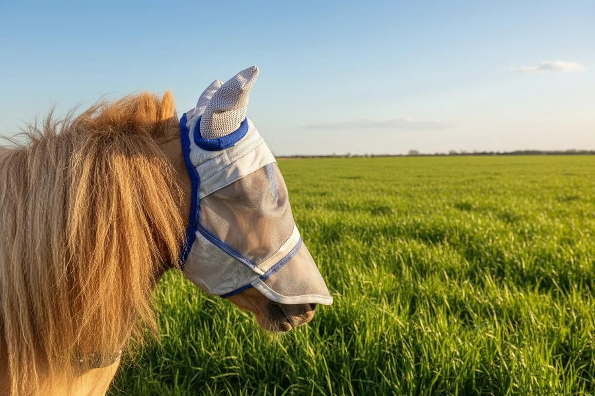 Ruggles Shetland Miniatura Sezione A Maschera Mosca Protezione Occhi Horse & Pony Mini Small & Large Fodera In Pile (Mini-Con Naso)