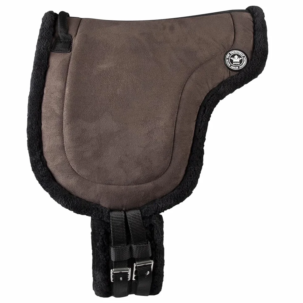 PFIFF 103004 Bareback Pad, Cuscino da Equitazione Senza Albero, in Finta Pelle Scamosciata e Pelliccia Sintetica, Cuscino per Sella, Colore Marrone
