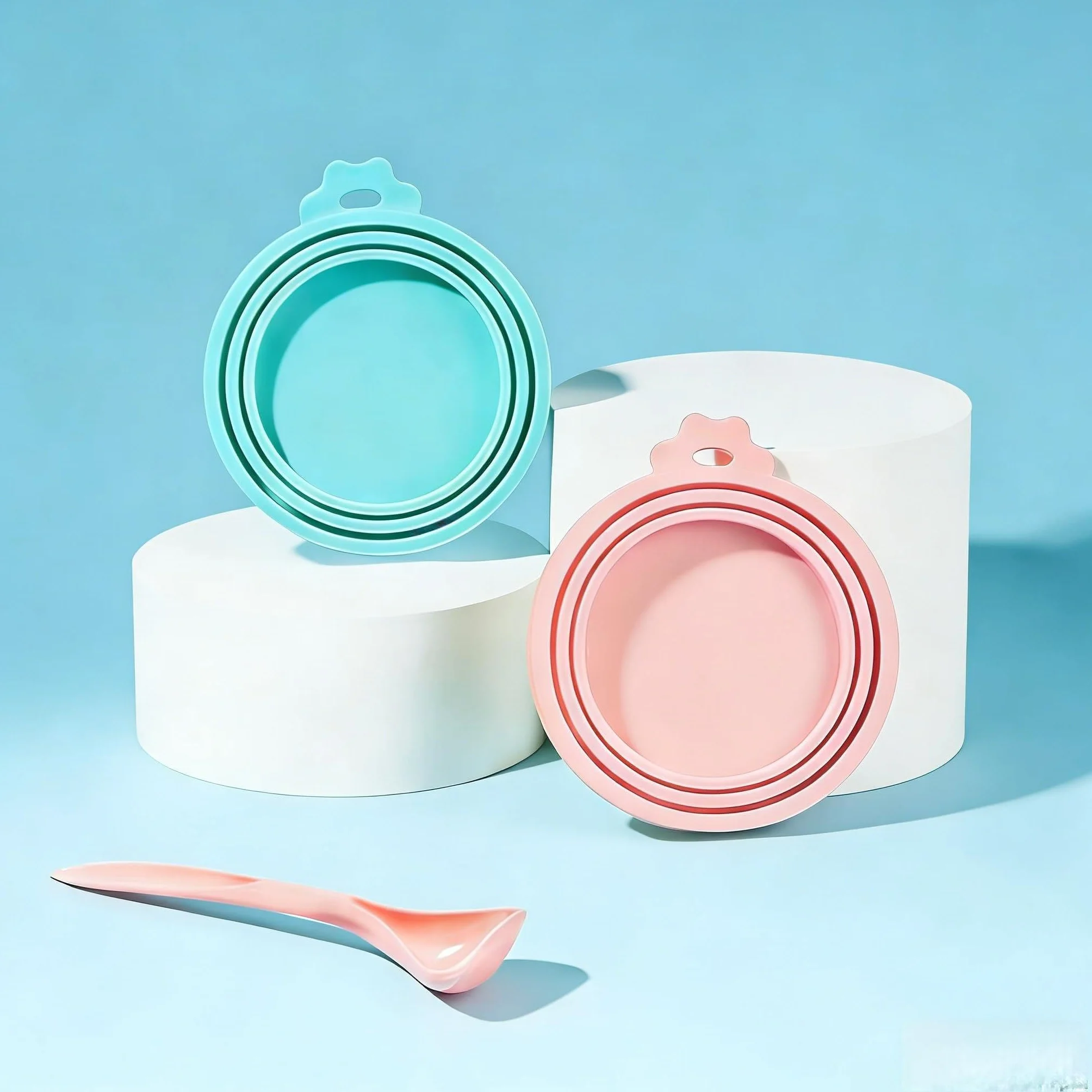 Coperchi universali in silicone per lattine alimentari, adatti per conservare cibo per cani e gatti, coperchi ermetici, in silicone per uso alimentare, adatti a 3 dimensioni standard, rosa
