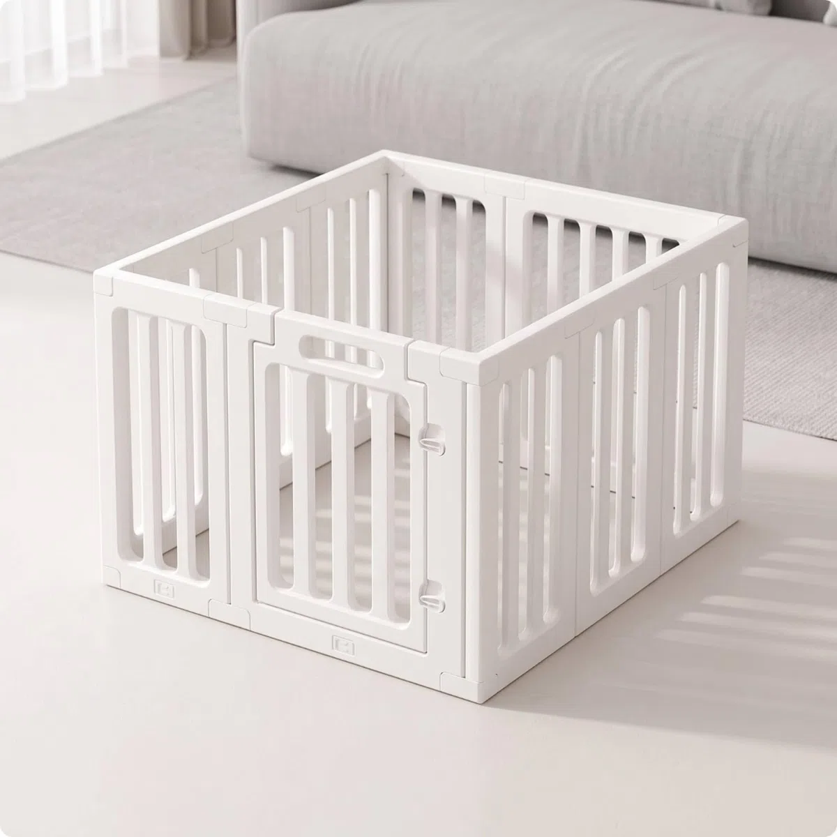 Recinzione con Porta Autoportante Box con Porta a Cerniera senza Attrezzi Gabbia per Cuccioli, Casa, Appartamento, 110 120cm, style to 5