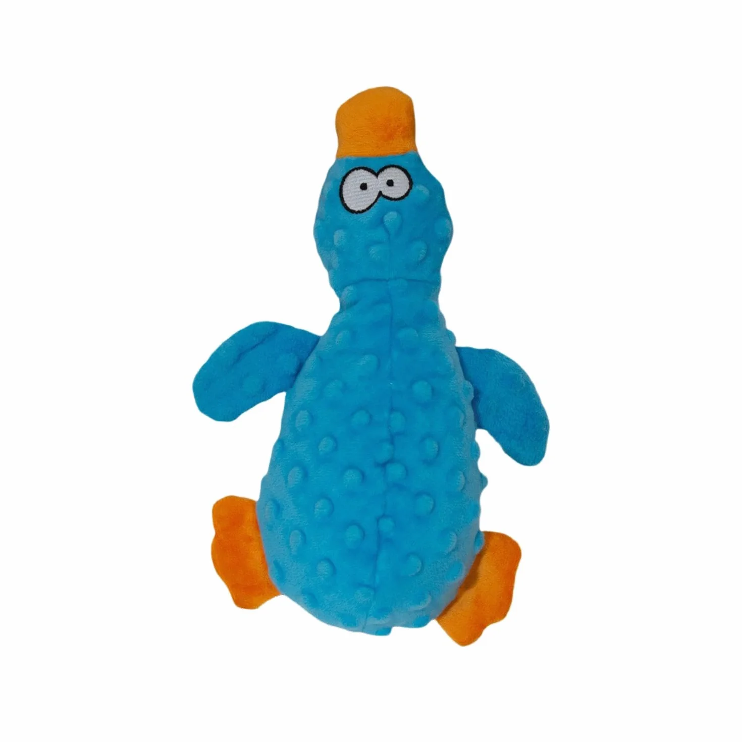 JACK AND VANILLA, Giocattolo interattivo per cani in peluche anatra 25 cm blu, stimola il gioco, resistente, lavabile in lavatrice, ideale per cani piccoli e medi, modello Bubble Plush