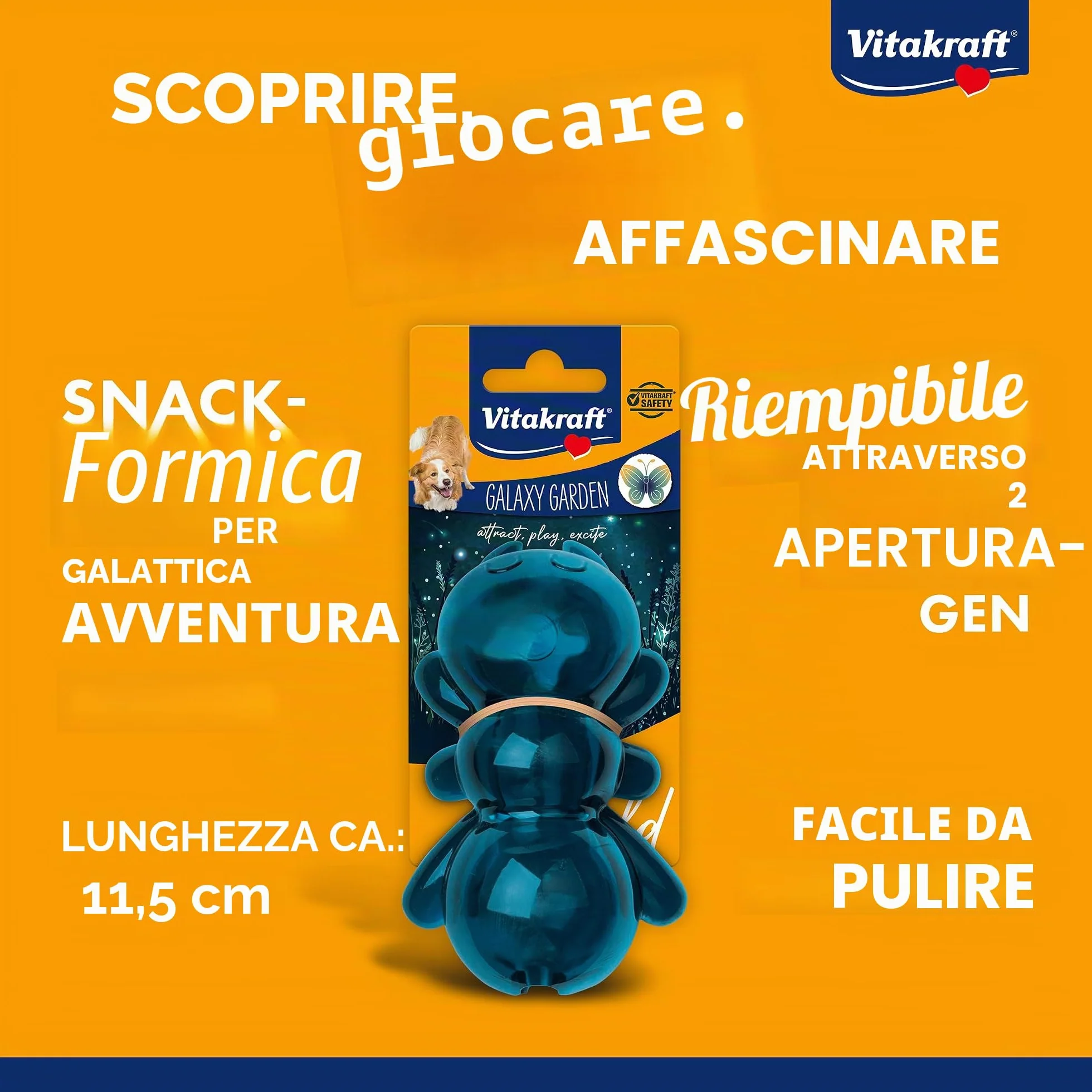 Vitakraft Galaxy Garden formica, gioco per cani, gioco interattivo per cani, riempibile con snack cane (1 pz)