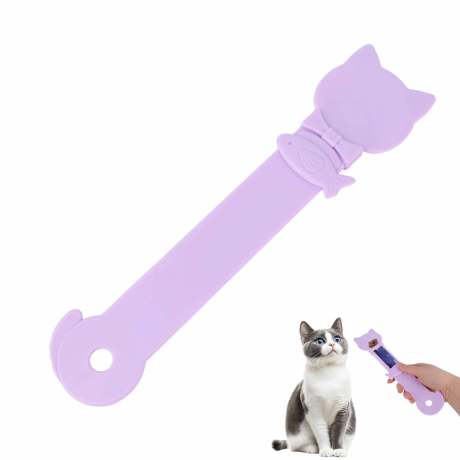 Cucchiaio da Spremere per Dolcetti per Gatti, Carino Multifunzionale Cucchiaio Cibo Gatti for Cibo Umido Snack Leccabili e Snack Liquidi (Viola)