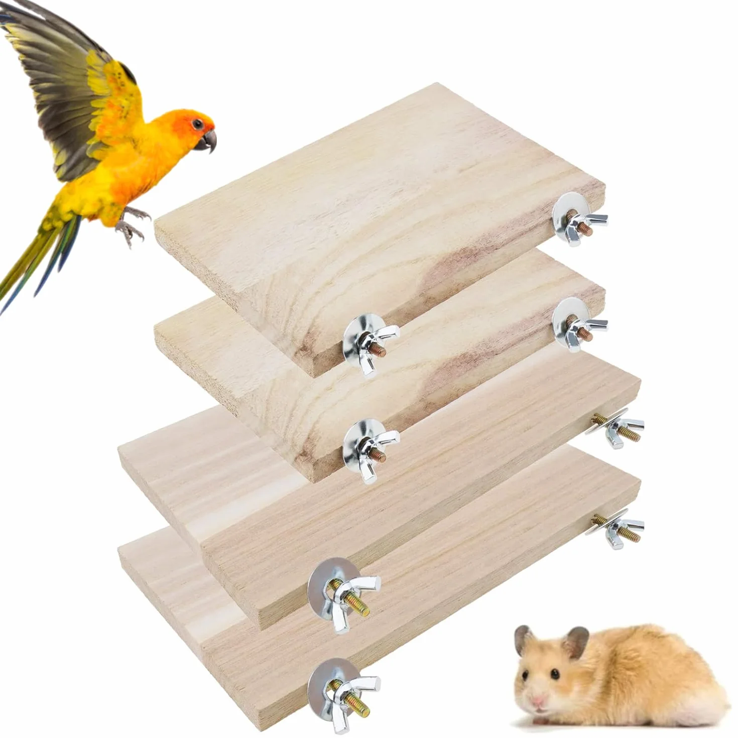 4 Pezzi Piattaformas per Posatoio per Uccelli Piattaforma della Gabbia per Criceti Pappagallo Piattaforma Quadrata per Pappagallo Criceto Scoiattolo Cockatiel Animali Domestici