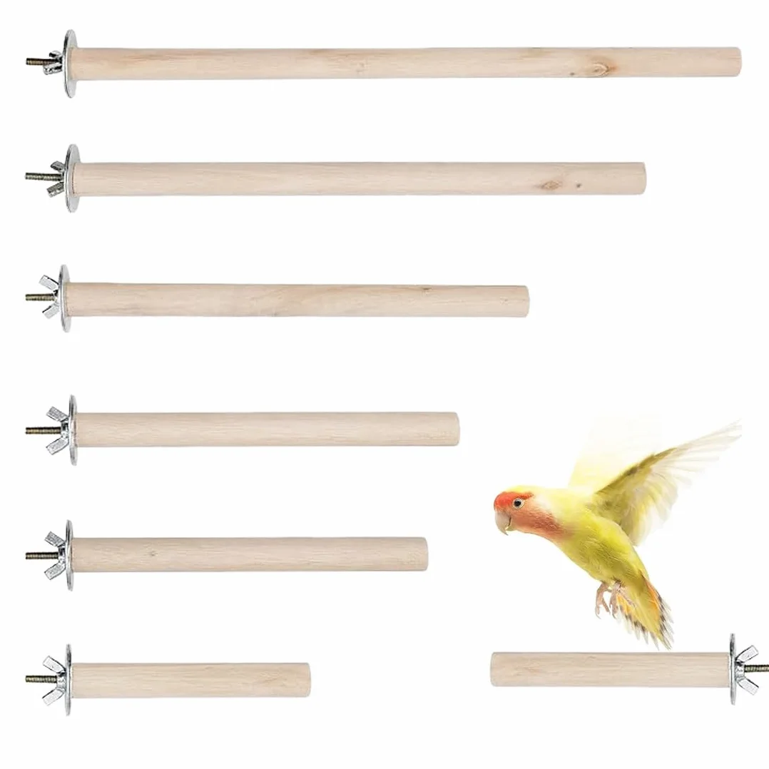 Posatoi in Legno di Uccelli,6 Pezzi Posatoio per Pappagalli, Posatoi per Pappagalli, Giochi per Pappagalli Giocattoli per Pappagalli Accessorio per Gabbia per Uccelli per Cacatua, Parrocchetto